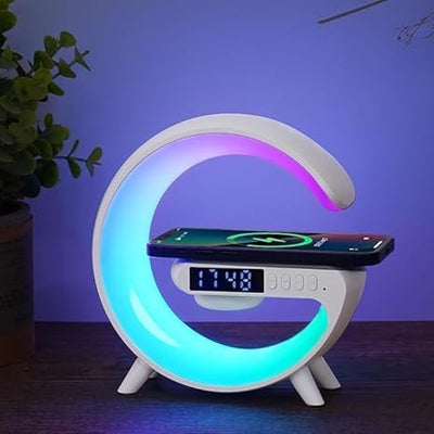 Bluetooth Speaker, Portable Wireless Speaker with Wireless Phone Charger, LED